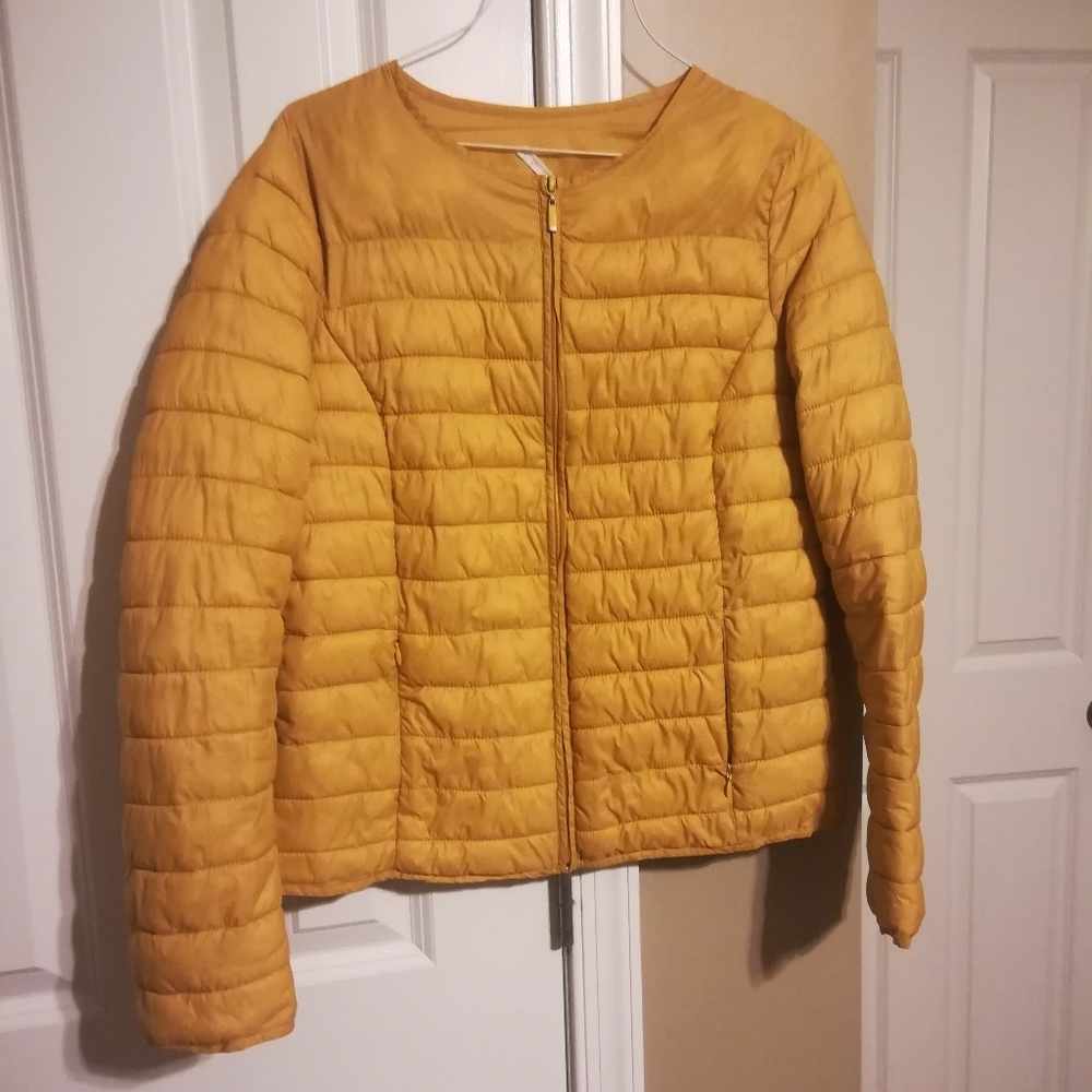 Promod light puffer jacket, S, mustard yellow